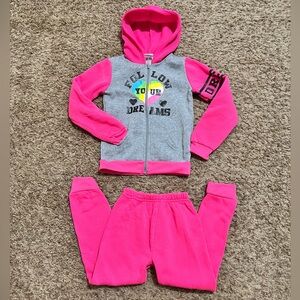 [Diva] Pink & Gray Sweatpants & Jacket Little Girl Set Size 6 Colder Weather